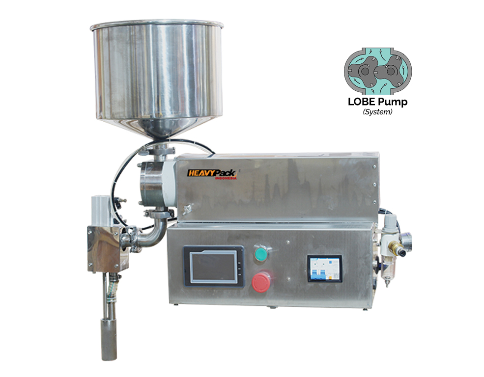 Mesin Pengisi Produk Cair Pasta Semi-Automatic System Lobe Pump Seperti Mayonaise / Saus / Sambal / Minyak / Syrup / Kosmetik dan Sabun Cuci FQS-125